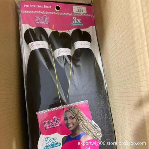braiding hair pre stretched 3X prestretched braiding yaki synthetic ombre color hair extensions 3 in 1